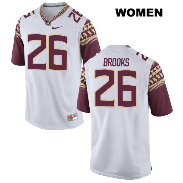 Women's NCAA Nike Florida State Seminoles #26 Decalon Brooks College White Stitched Authentic Football Jersey WSZ5569XK